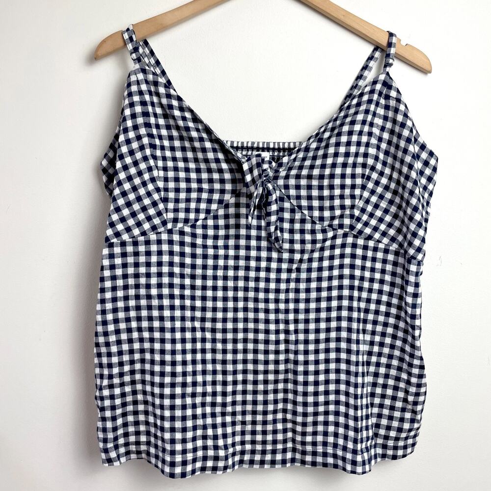 Old Navy Gingham Babydoll Tank Cami Top XL Cropped Sz Large Cottage Picnic Print